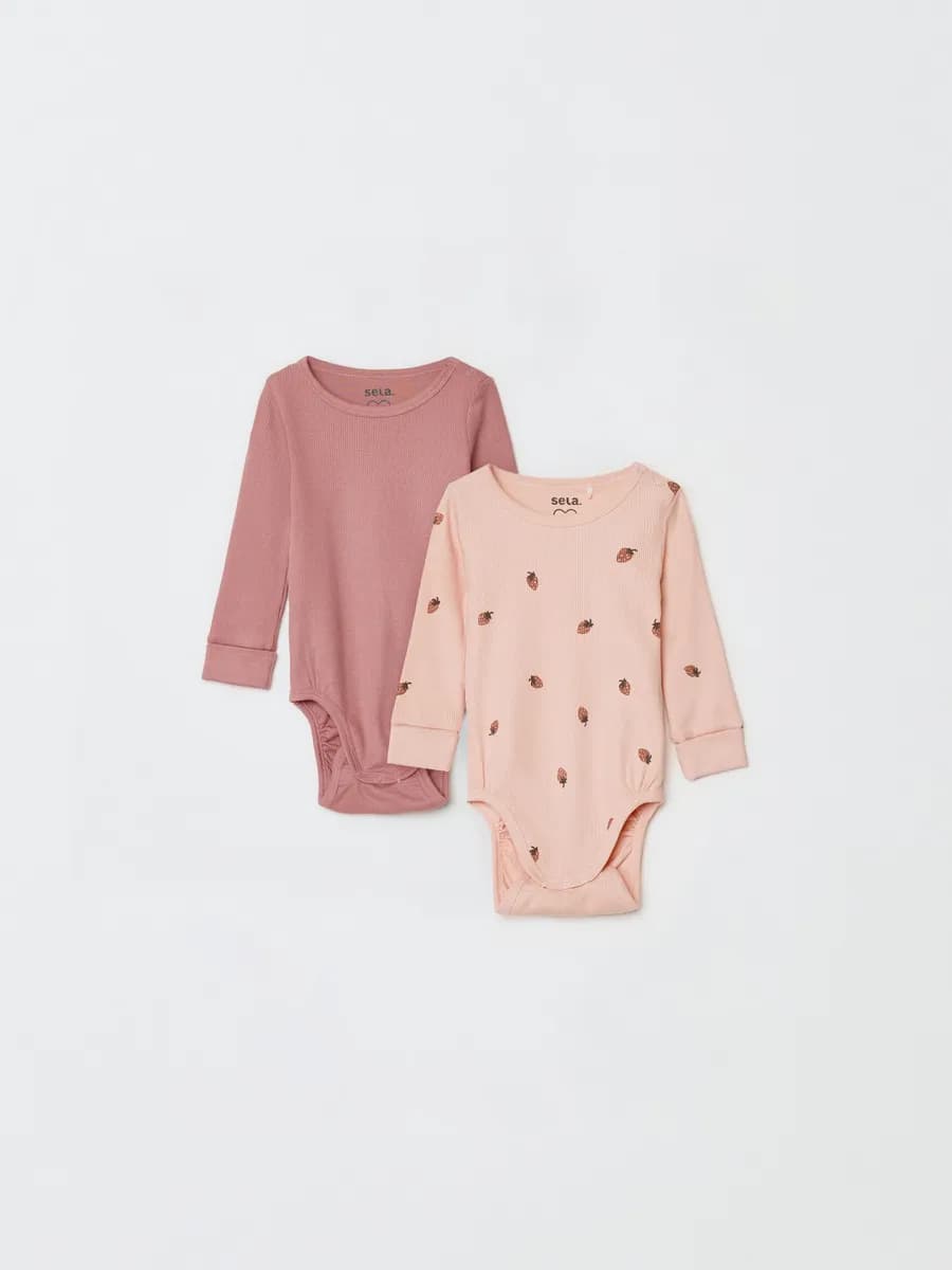 Боди трикотажное с рукавом хлопок в наборе из 2 шт