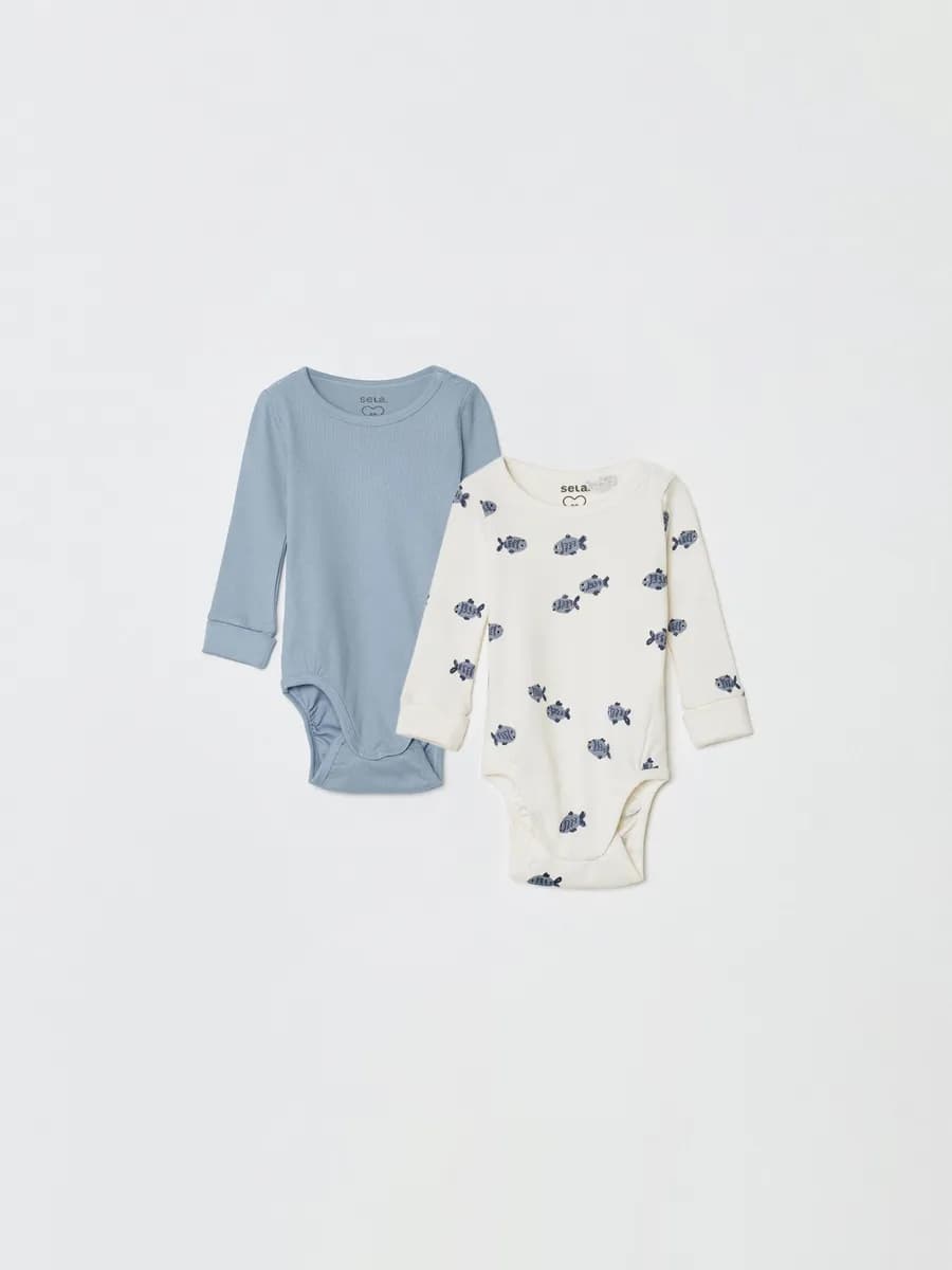 Боди трикотажное с рукавом хлопок в наборе из 2 шт