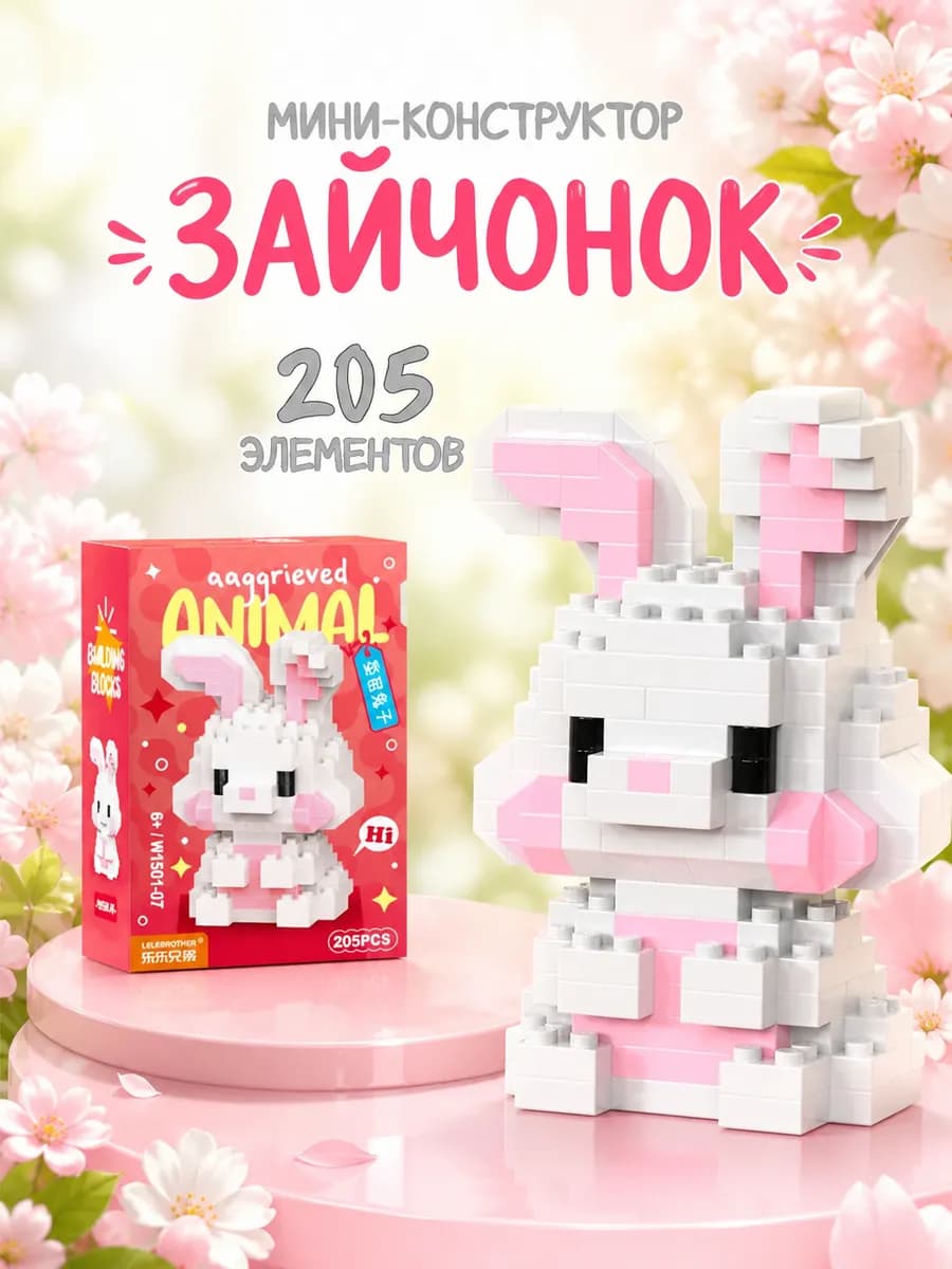 конструктор 3д из мини блоков зайчик