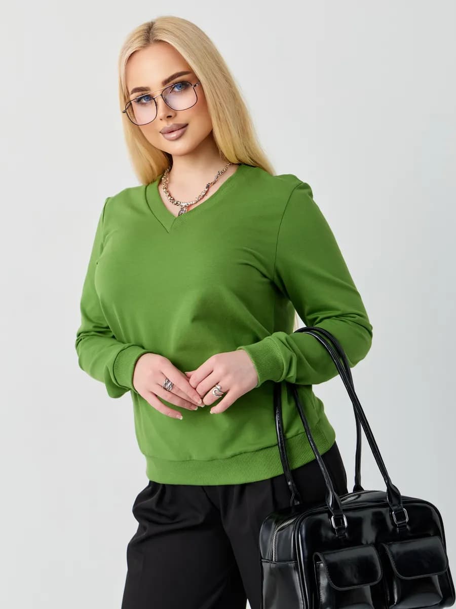 Свитшот с V-вырезом без начеса