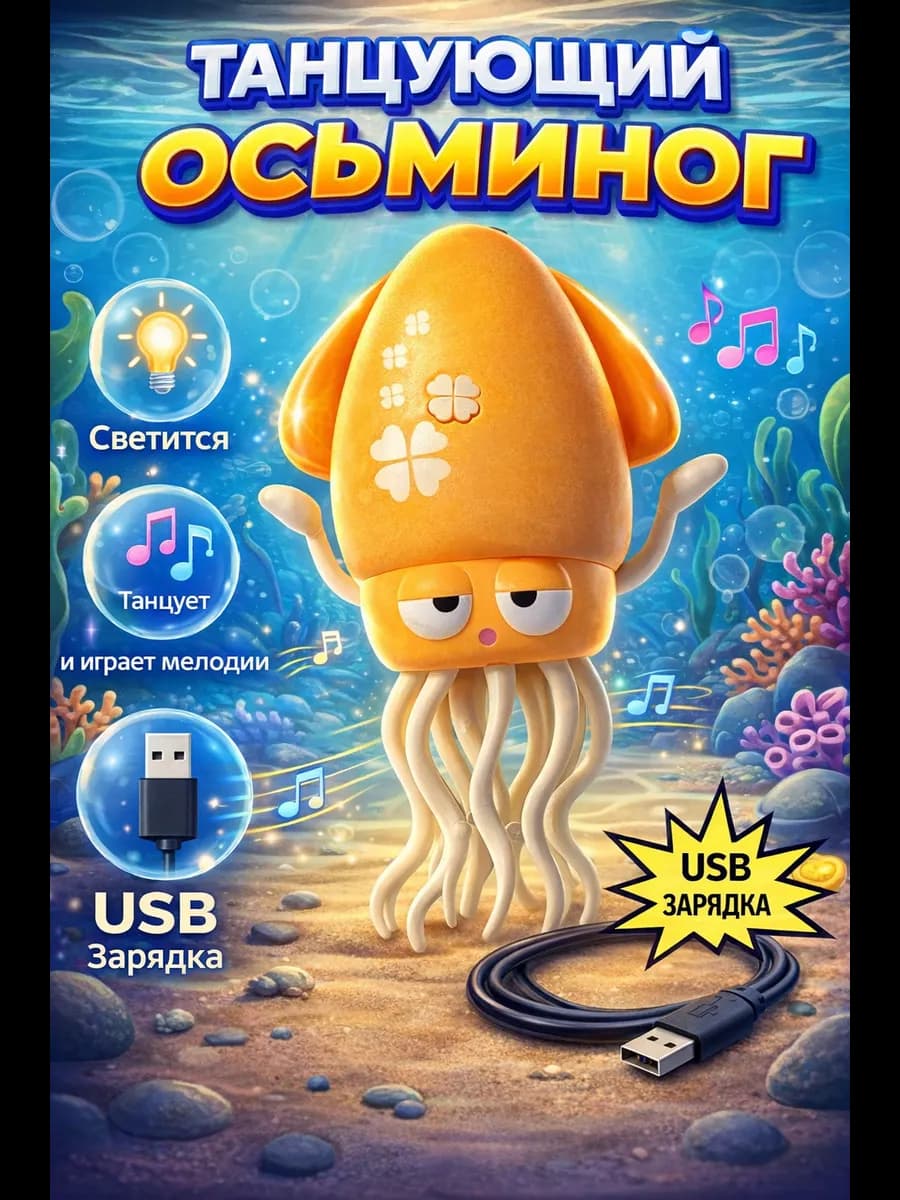 Осьминог танцующий музыкальный для детей
