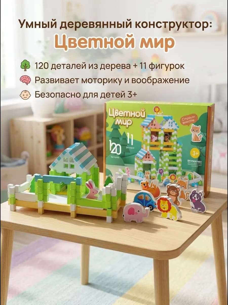 Головоломка развивающая детская Цветной мир