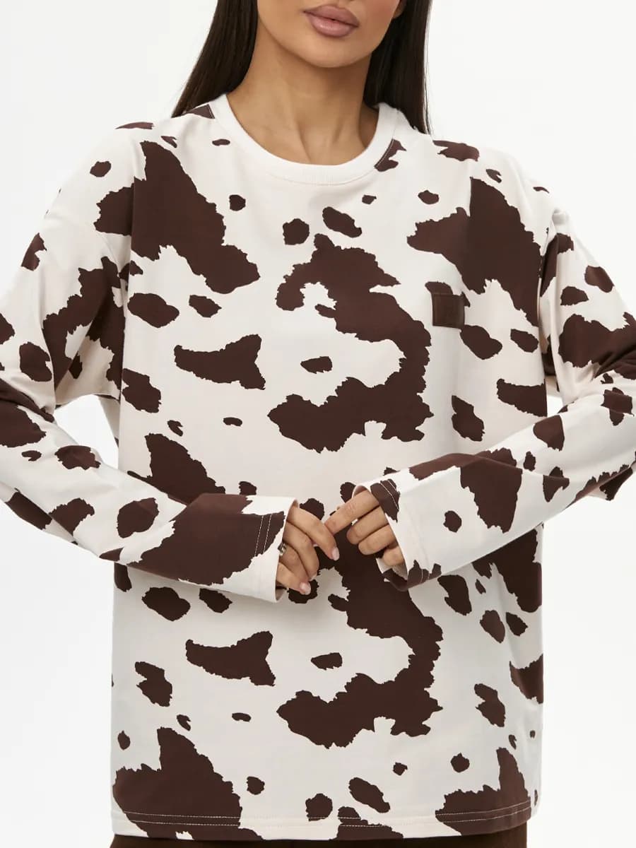 Лонгслив оверсайз принт Корова