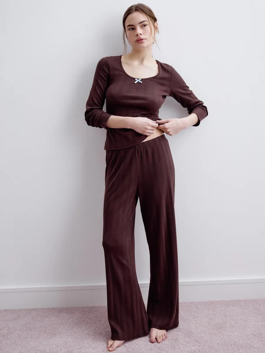 Пижамные брюки с рельефным узором из хлопка