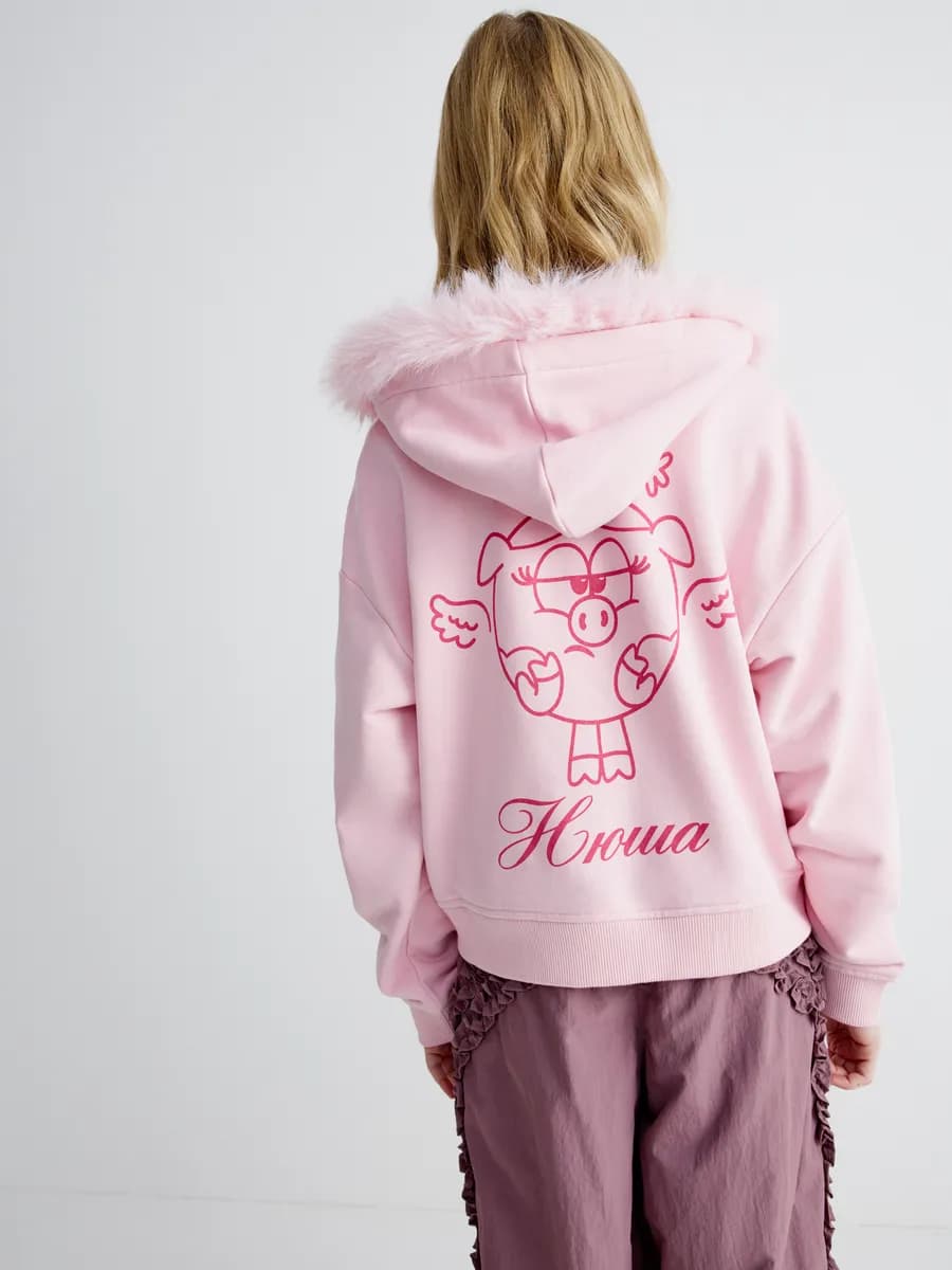 Толстовка на молнии зипка розовая x Смешарики