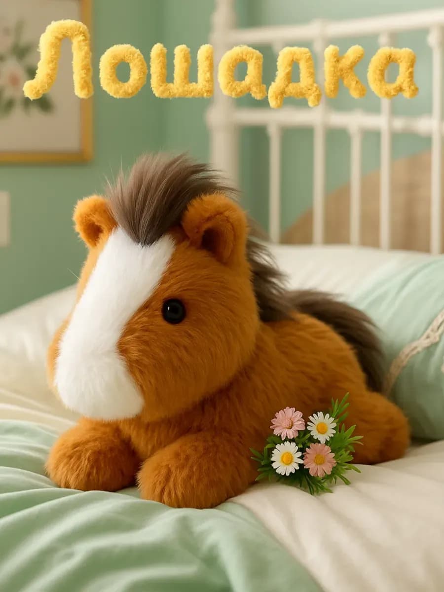 Мягкая игрушка лошадка пушистая