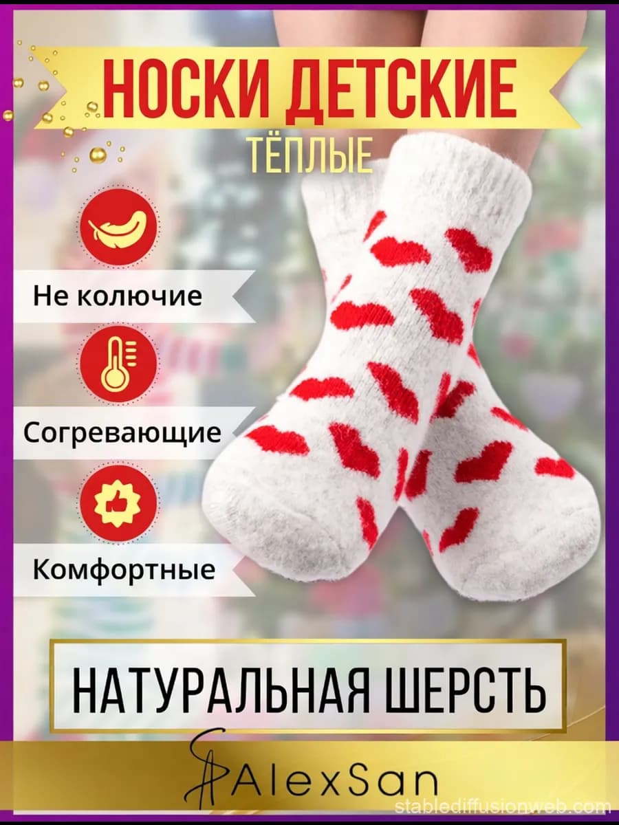 Шерстяные вязанные детские теплые зимние носки