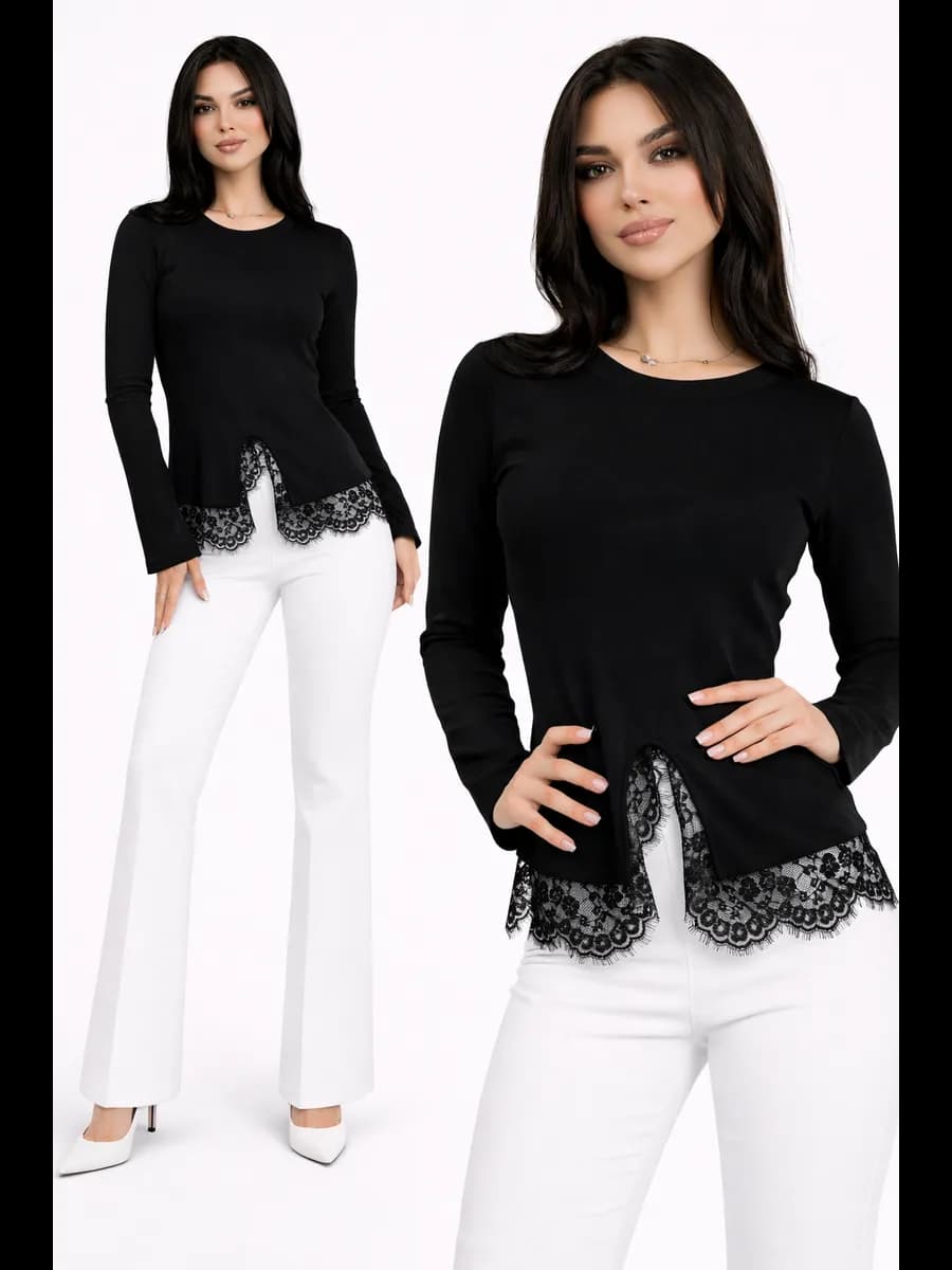 Лонгслив с кружевом