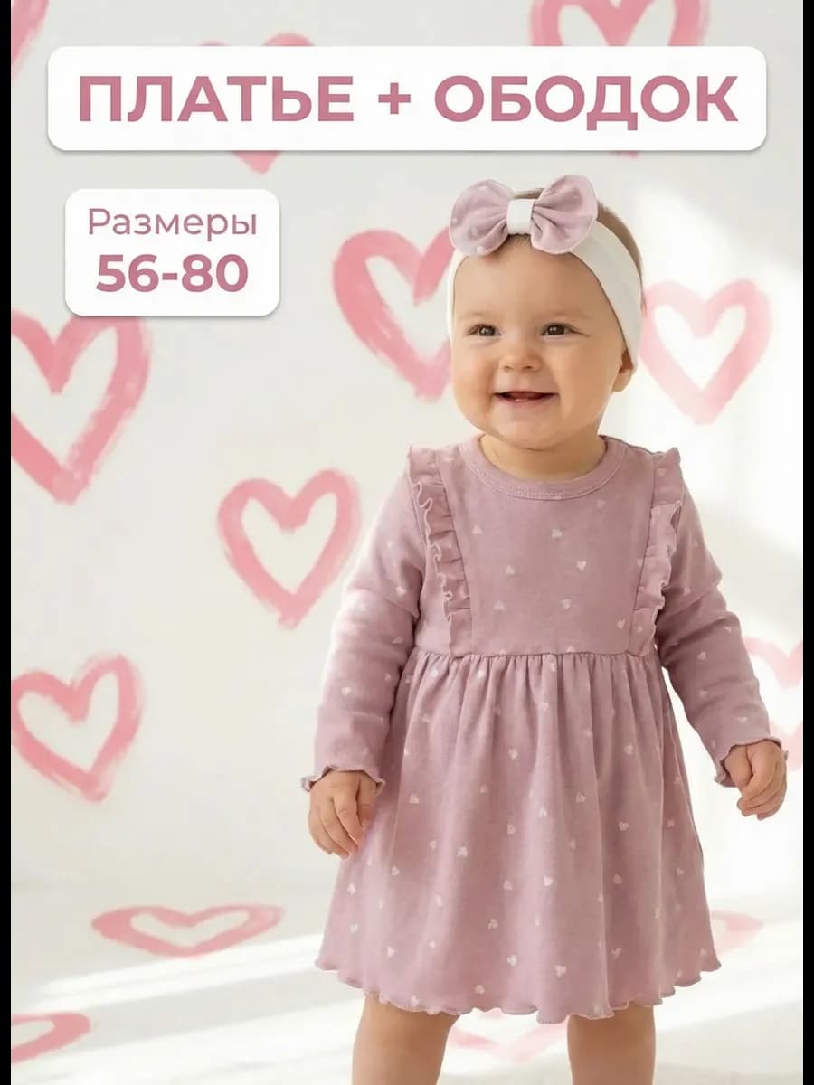 Платье для новорожденных с повязкой