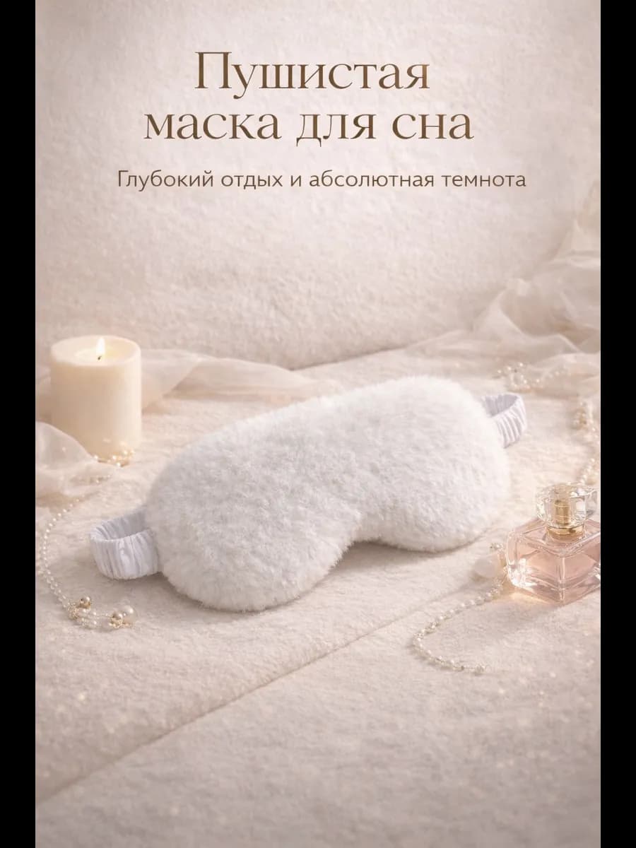 Маска для сна пушистая белая