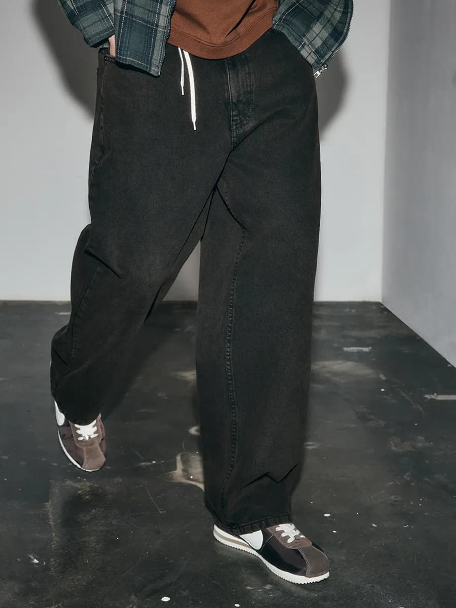 Джинсы baggy fit со средней посадкой вареные