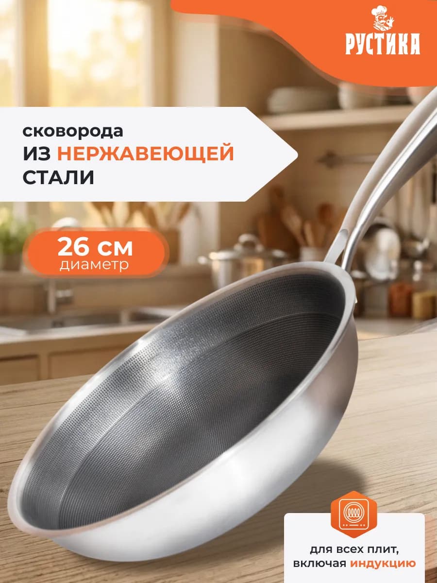 Сковорода 26 см из нержавеющей стали