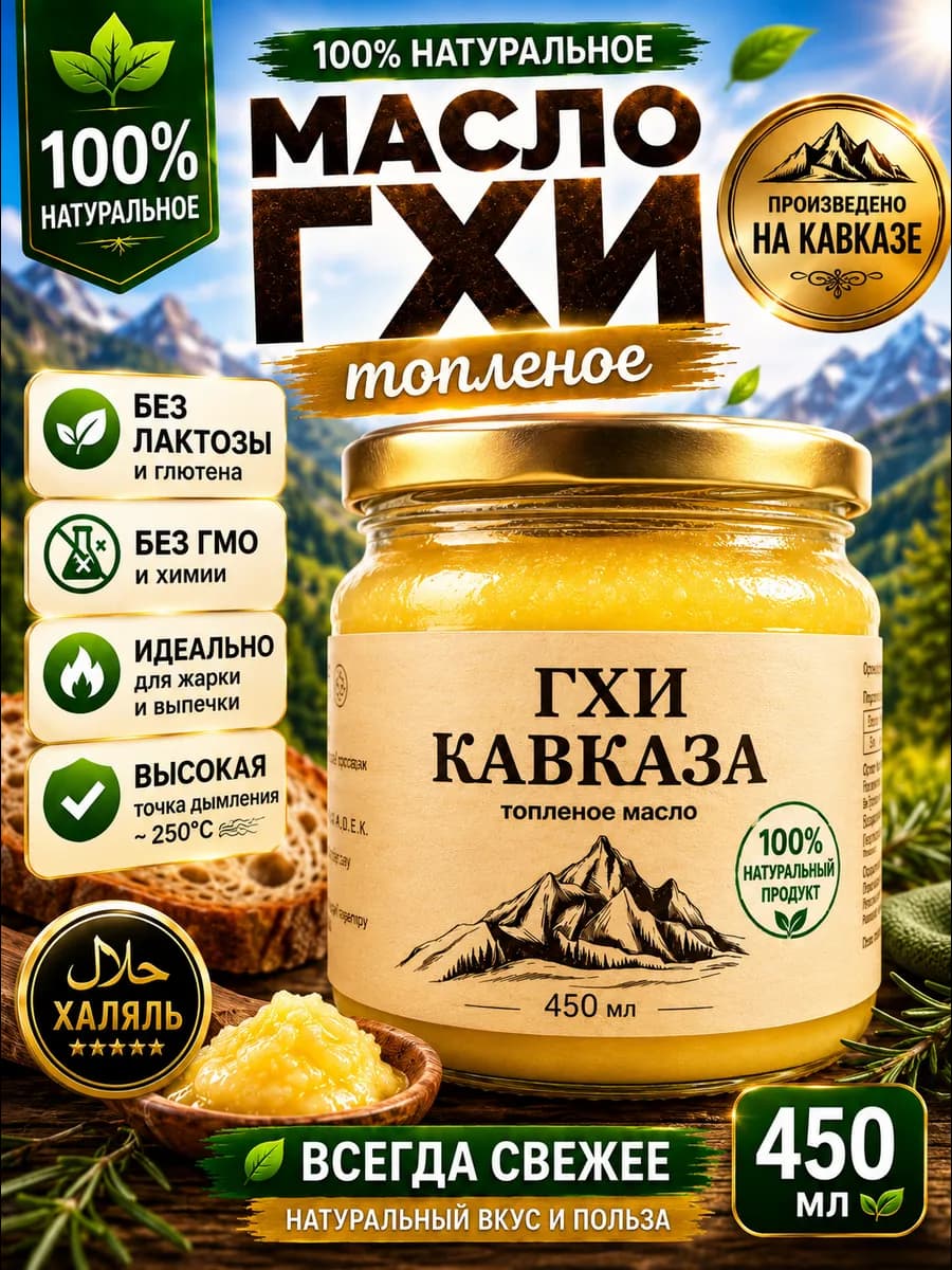 масло гхи натуральное топленое для жарки кавказское