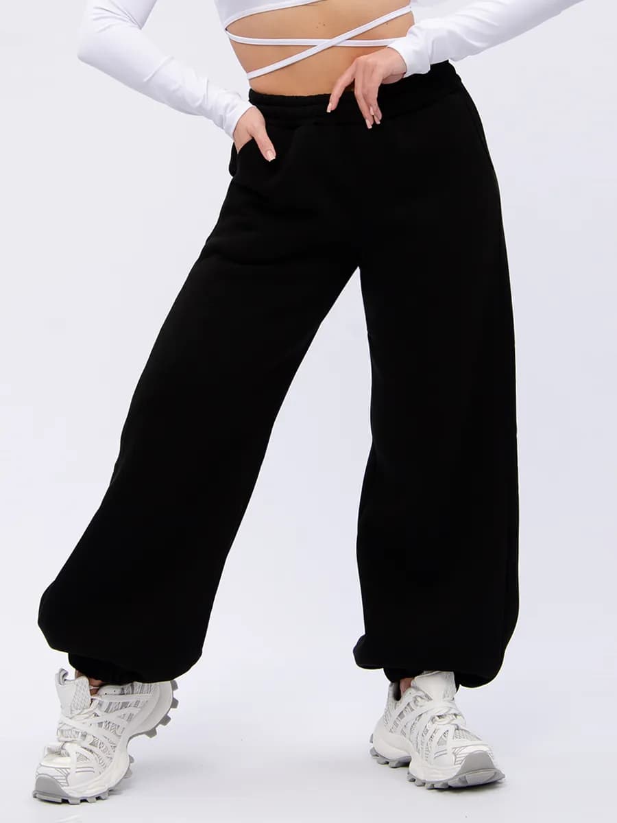 Спортивные штаны теплые с начесом широкие джоггеры