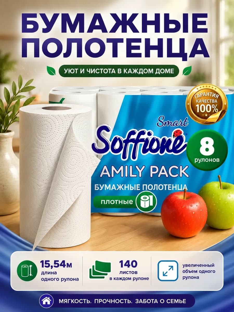 Бумажные полотенца 8 рулонов
