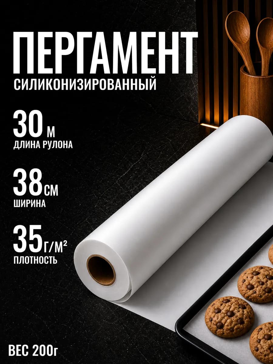 Бумага для выпечки силиконизированная пергамент 30м38см