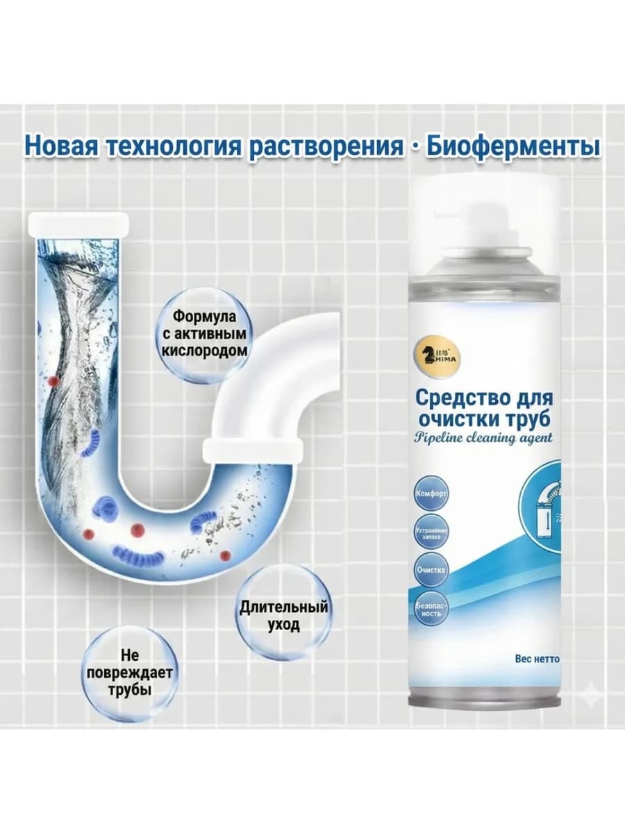 Средство для прочистки труб от засоров активная пена