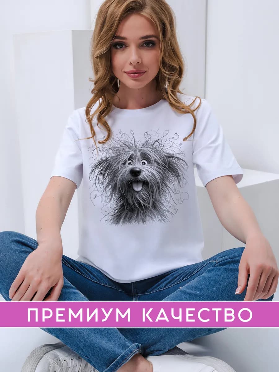 Футболка прикольная оверсайз с принтом Собачка