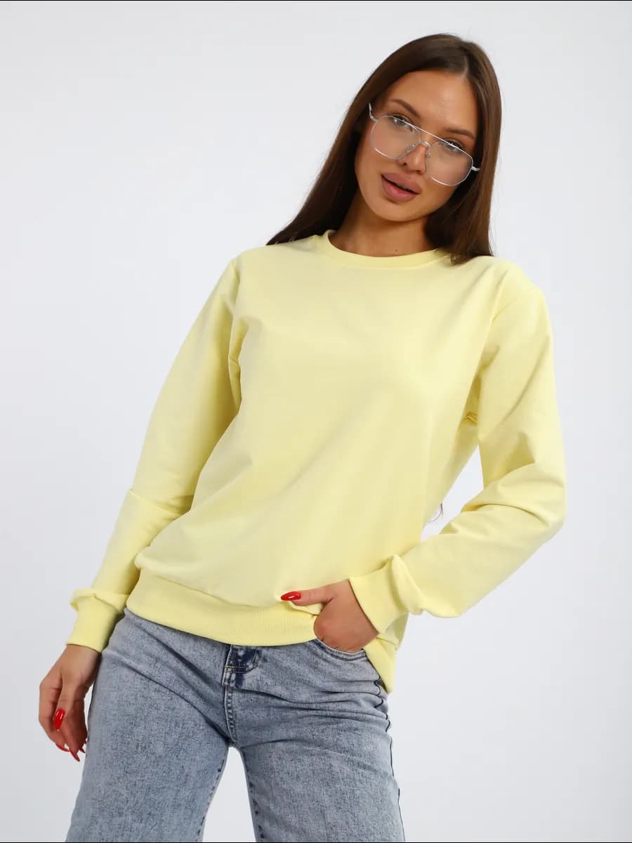 Кофта однотонная свитшот базовый без начеса