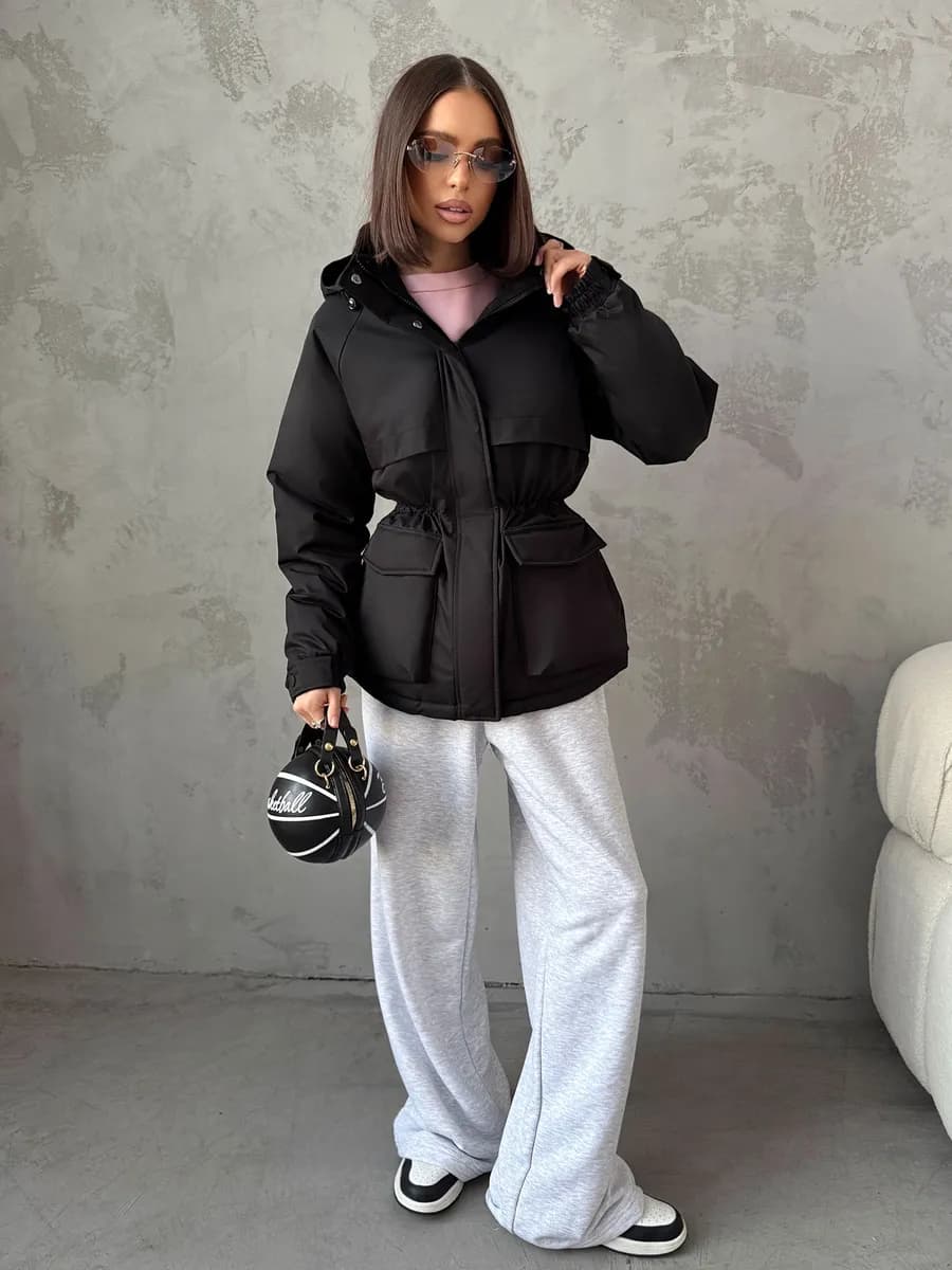 Куртка демисезонная парка с капюшоном удлиненная