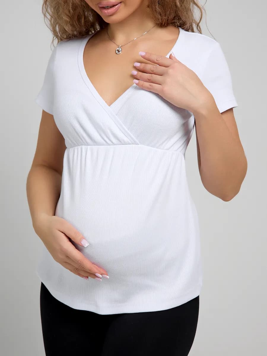 Футболка для беременных и кормящих в рубчик