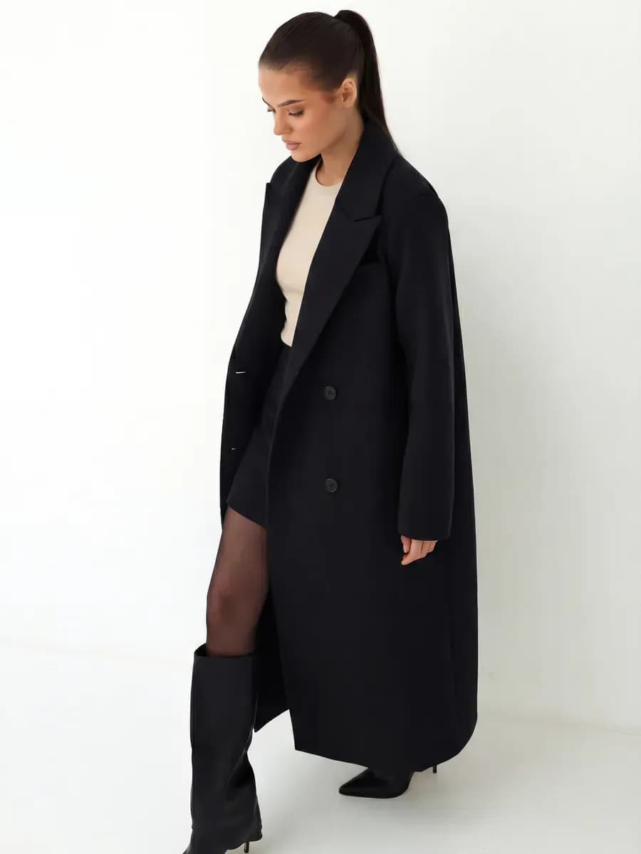 Пальто демисезонное длинное с поясом