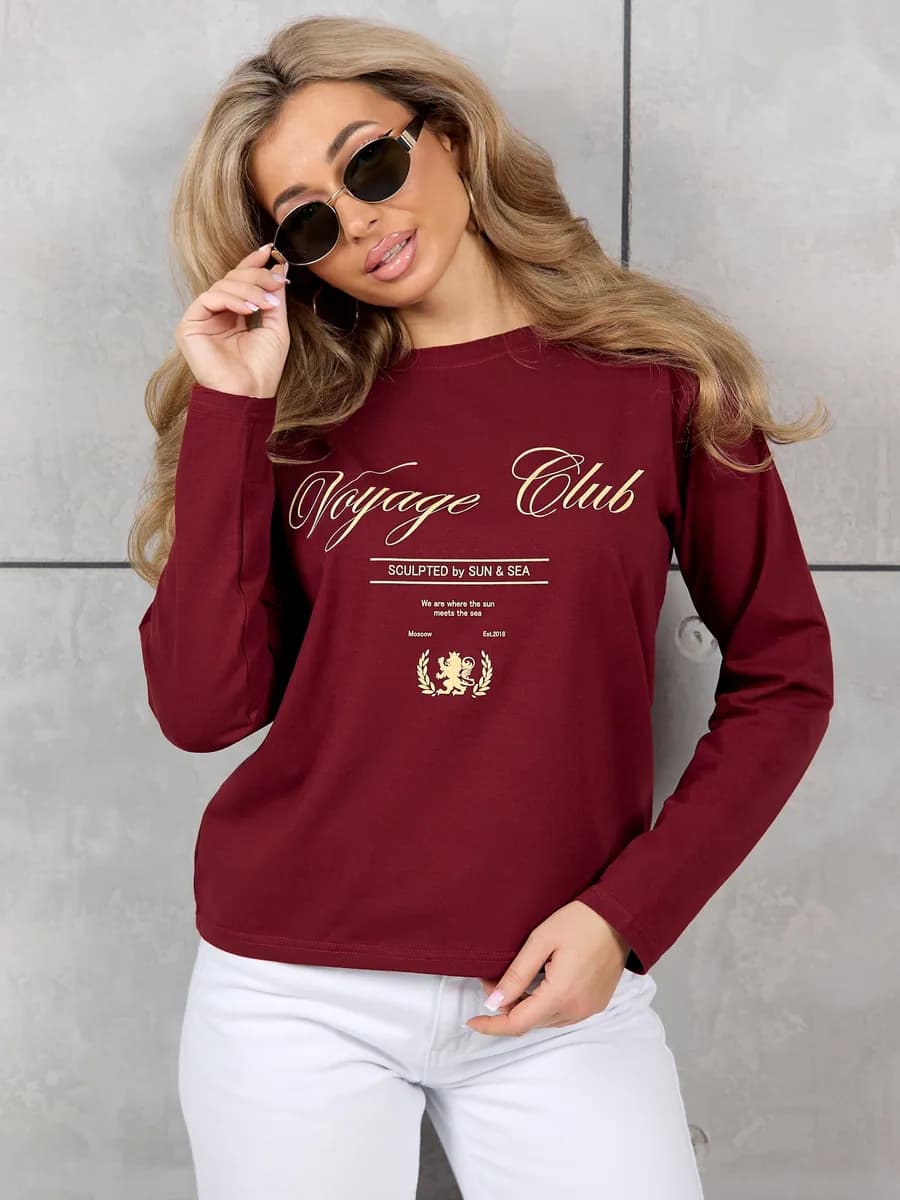 Хлопковый лонгслив с принтом кофта