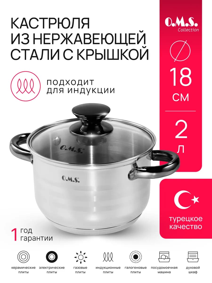 Кастрюля 2 л для индукционной плиты