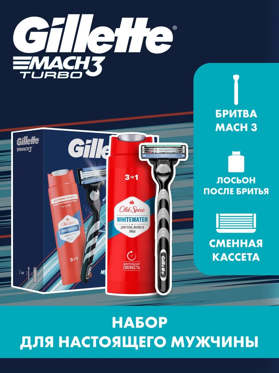 Набор с бритвой и гель для душа 3в1