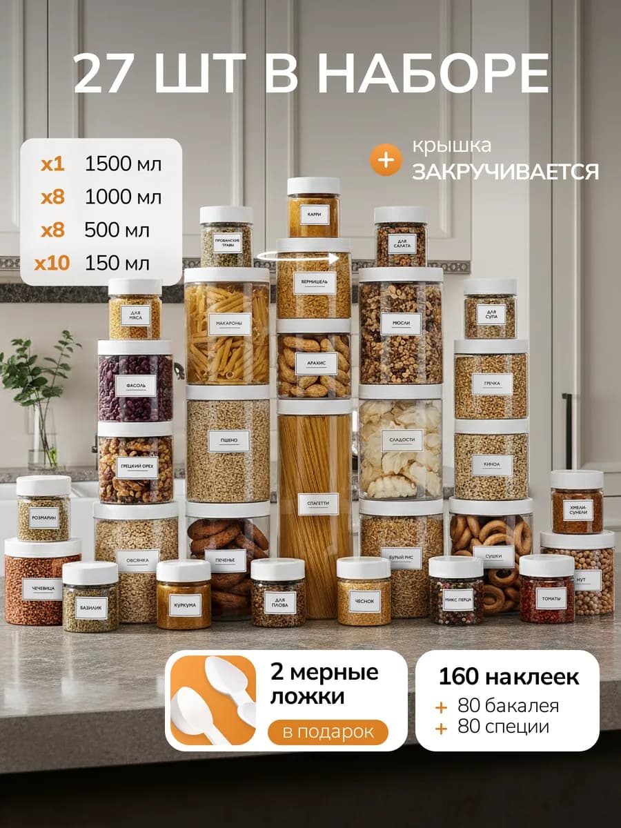 Банки для хранения круп и специй и спагетти