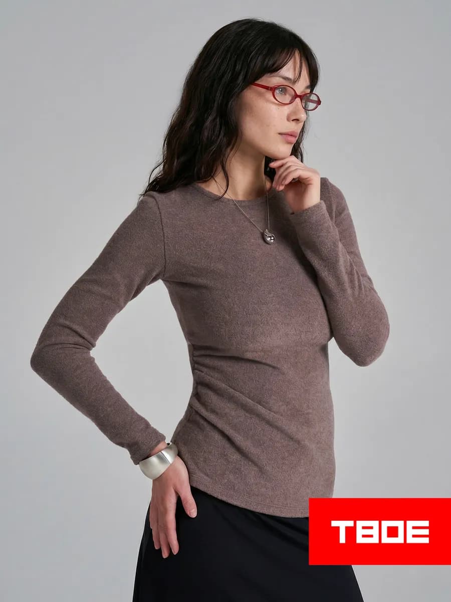 Лонгслив асимметричный с драпировкой