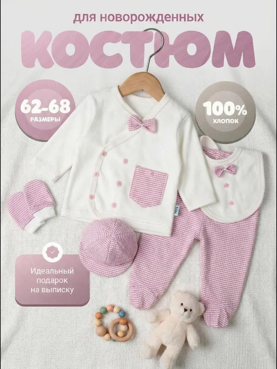 Комплект для новорожденных на выписку 5в1