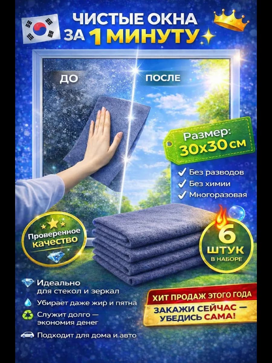 Корейская умная салфетка для уборки без разводов