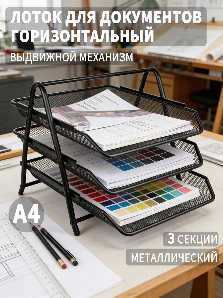 Настольный металлический органайзер для канцелярии