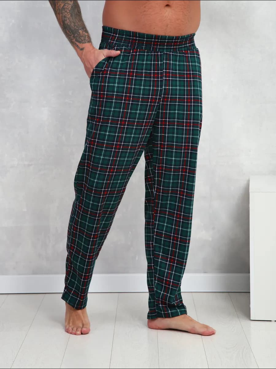 Штаны домашние в клетку на резинке большие размеры