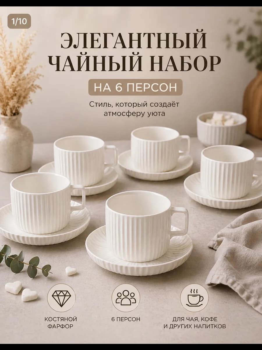 Чайный сервиз на 6 персон