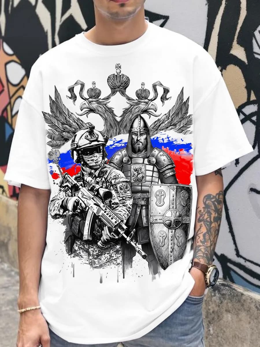 Футболка мужская Россия светящаяся в темноте