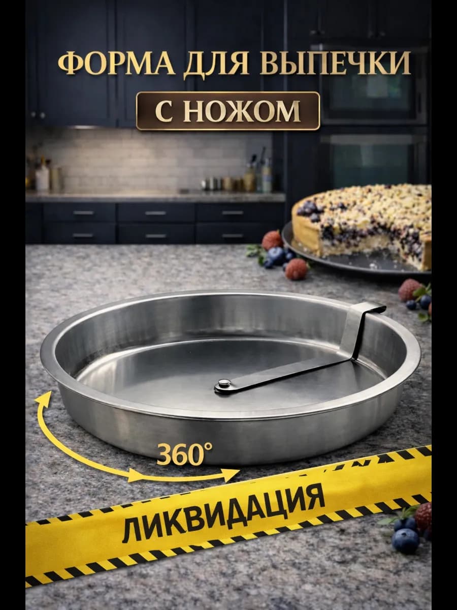 Форма для выпечки и запекания круглая с ножом-выталкивателем