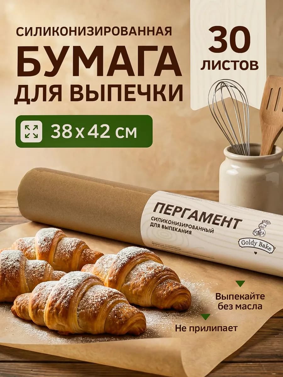 Силиконизированная бумага для выпечки, пергамент 30 листов