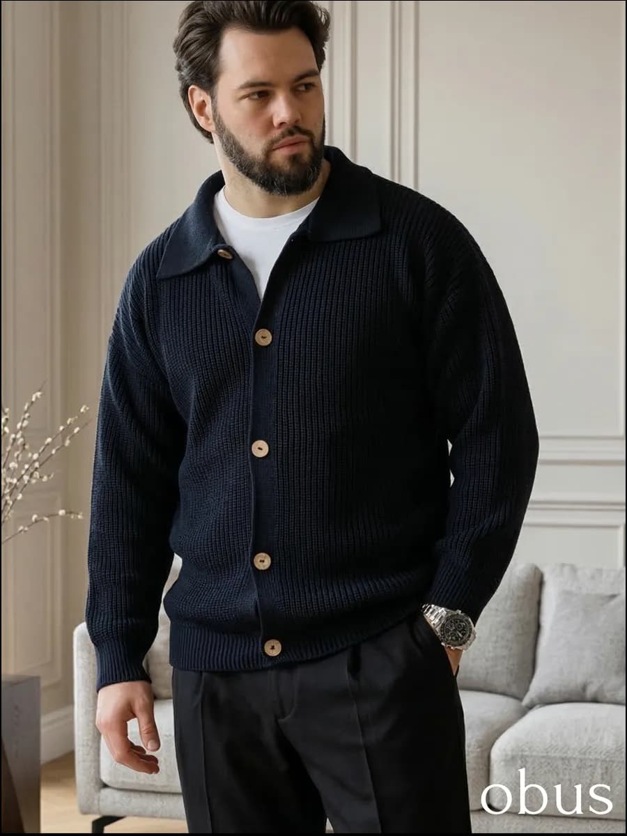 Кардиган вязаный на пуговицах шерстяной поло