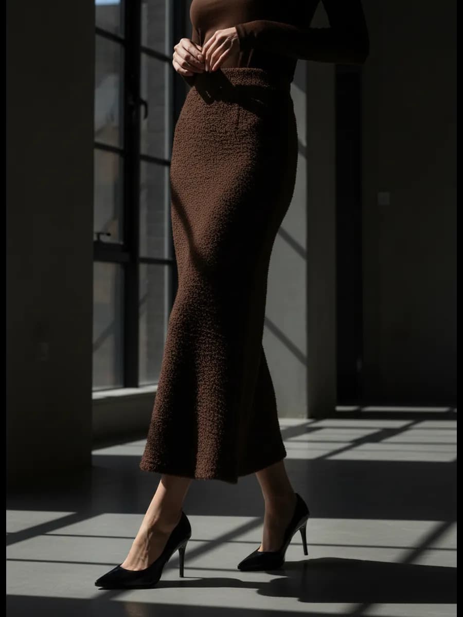 Юбка миди махровая