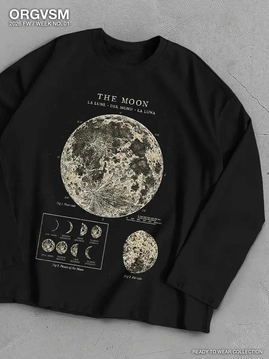 Лонгслив оверсайз с принтом луна the moon