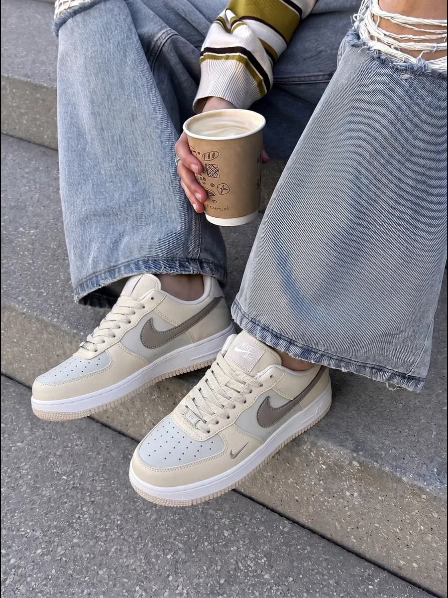 Кроссовки air force 1 кеды бежевые для школы