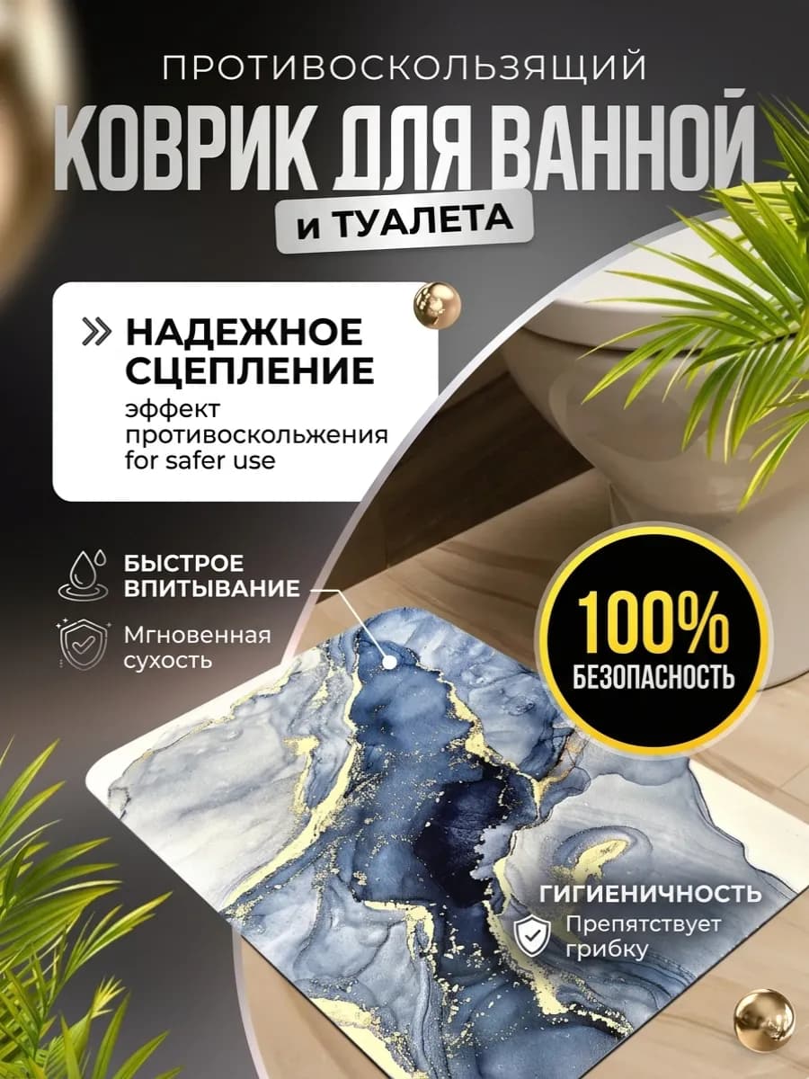 Коврики для ванной и туалета противоскользящий