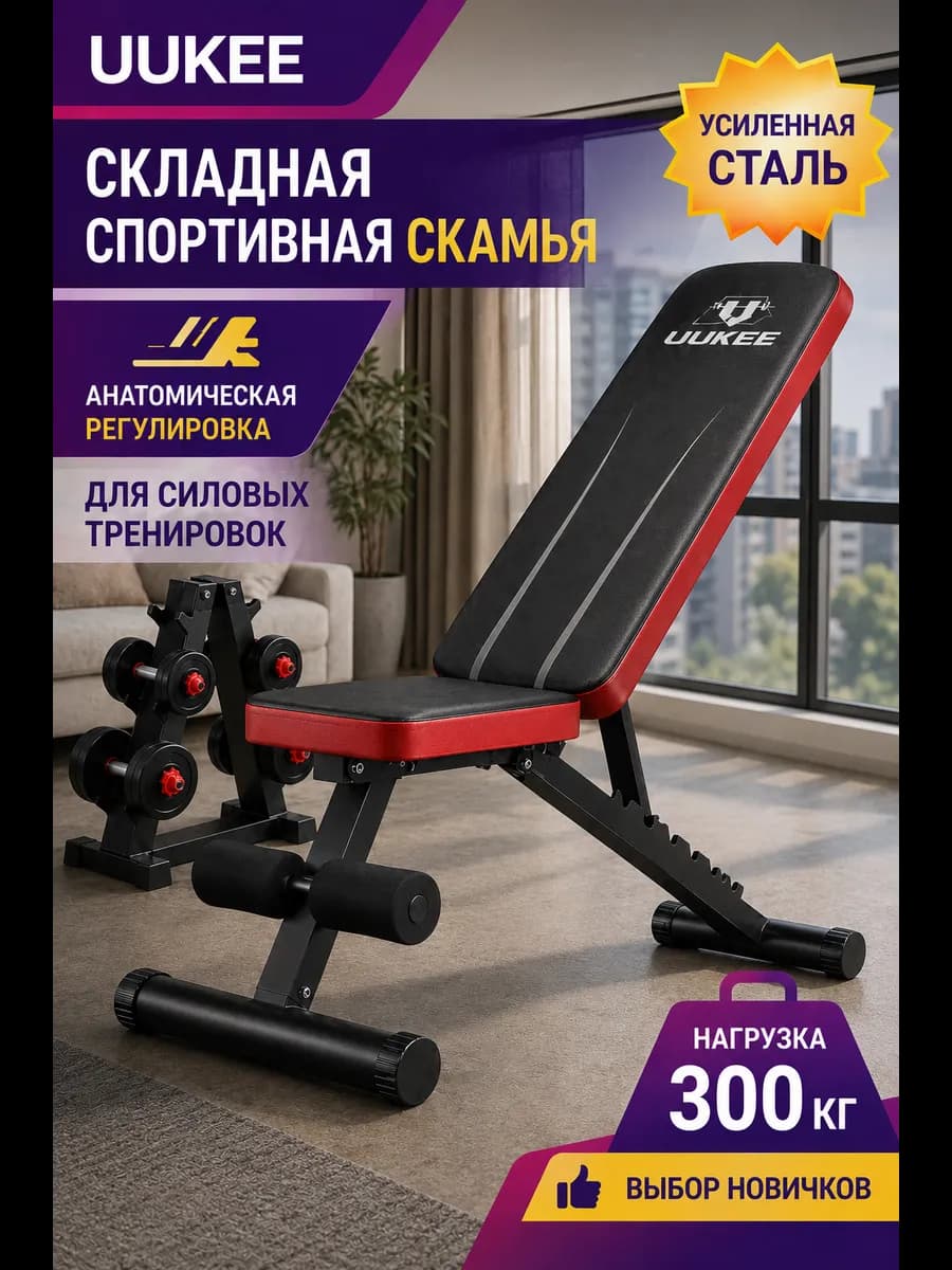 Спортивная скамья для пресса и жима, регулируемая