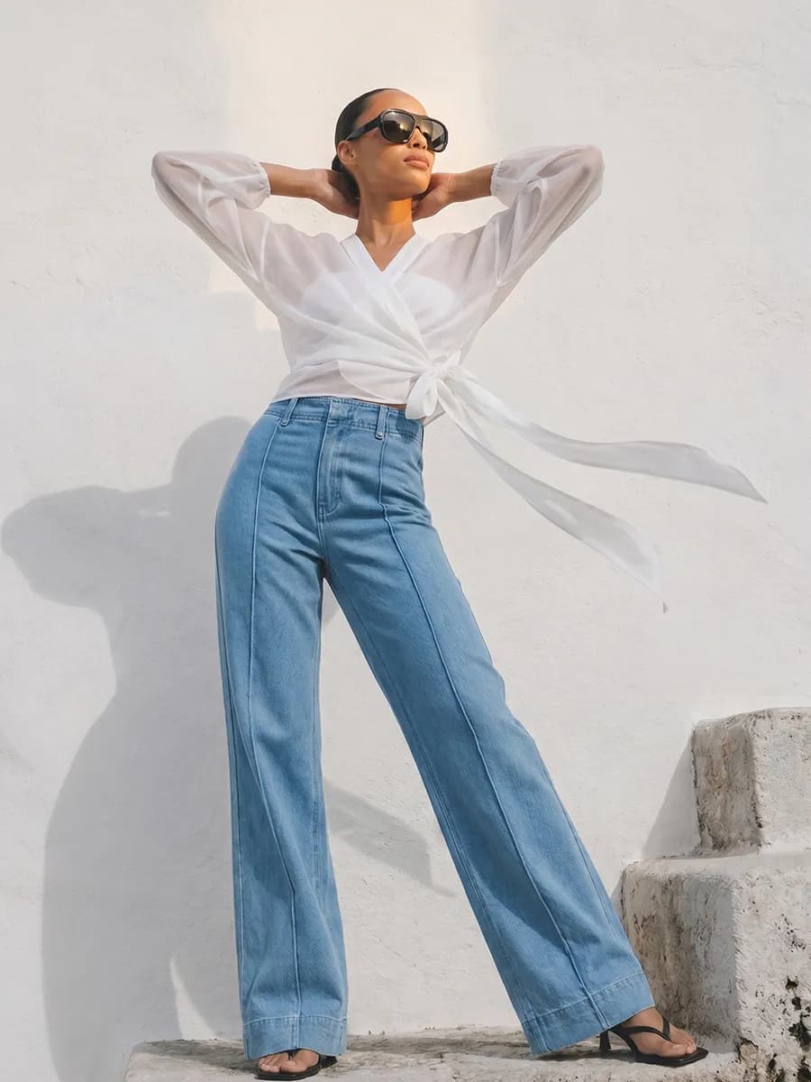 Джинсы WIDE LEG FIT с отстроченными стрелками