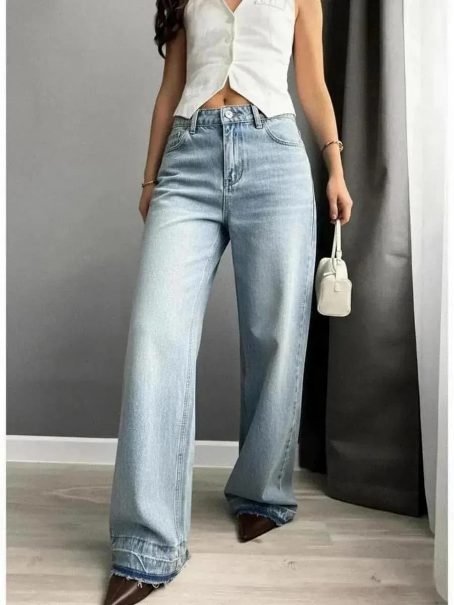 Джинсы широкие прямые