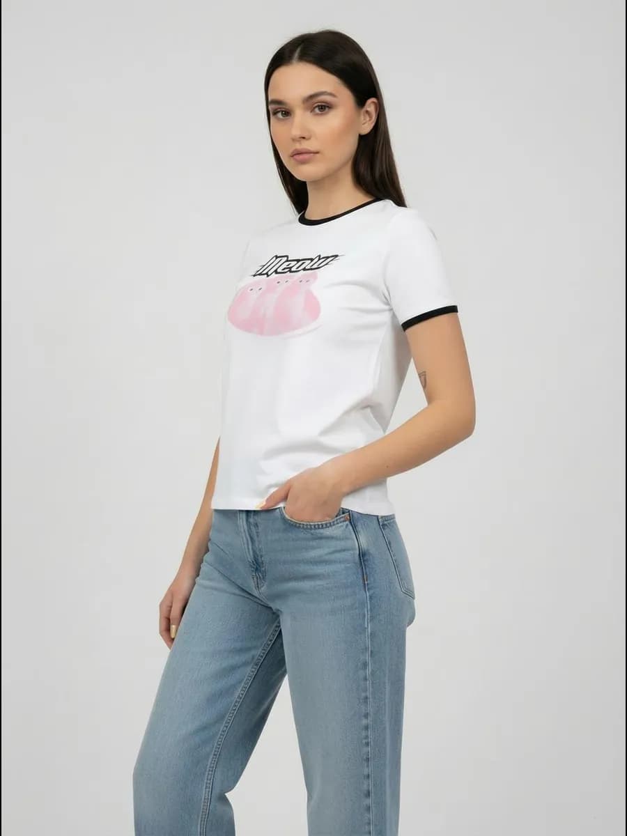 Футболка облегающая с принтом котят