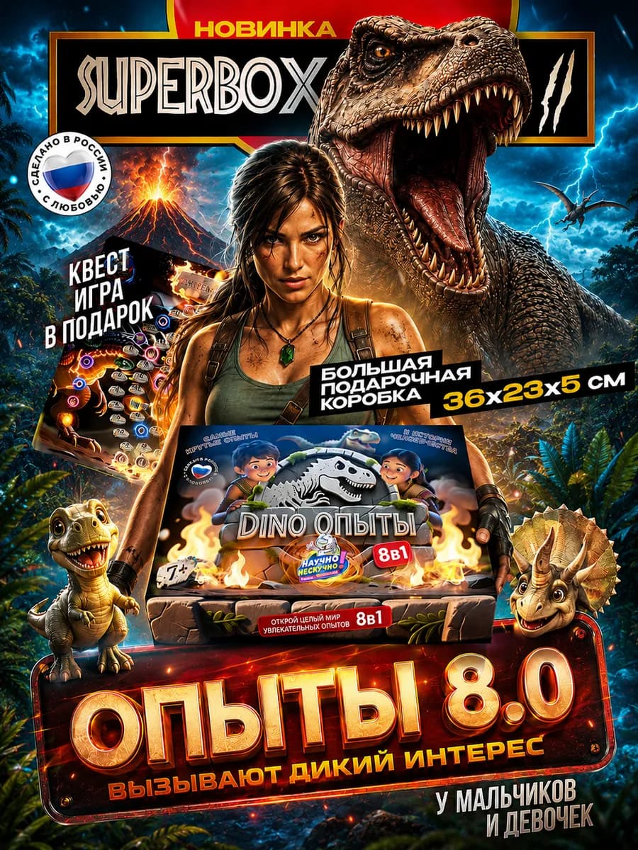 Опыты и эксперименты для детей 8 в 1 + игра в подарок