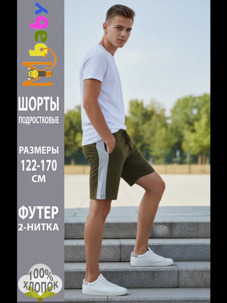 Шорты для мальчика спортивные школьные до колена хлопок